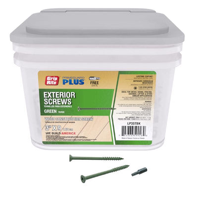 Grip-Rite PrimeGuard Plus No. 9 wire X 3 in. L Green Star Flat Head Deck Screws 25 lb