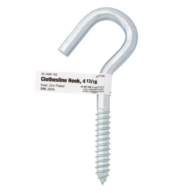 Hampton Small Zinc-Plated Silver Steel 4.8125 in. L Clothesline Hook 300 lb