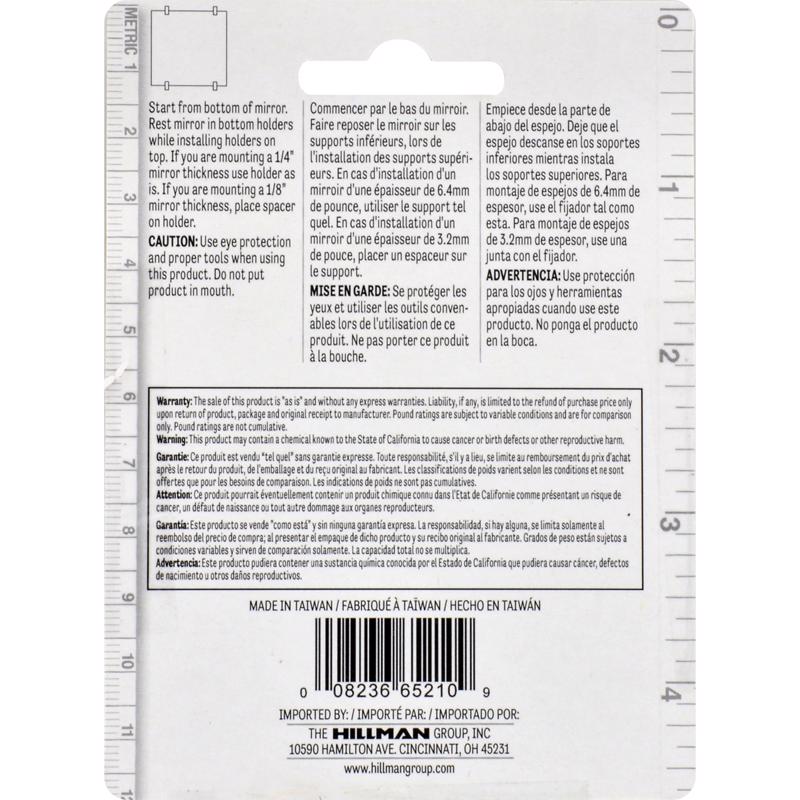 HILLMAN Clear Medium Mirror Holder Kit 20 lb 6 pk