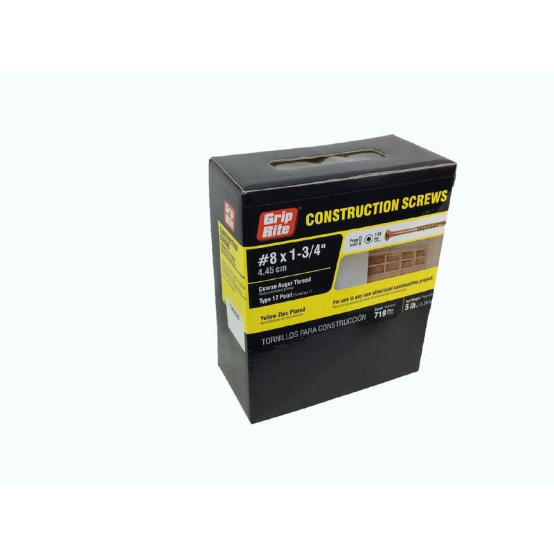 Grip-Rite No. 8 X 1-3/4 in. L Star Flat Head Coarse Construction Screws