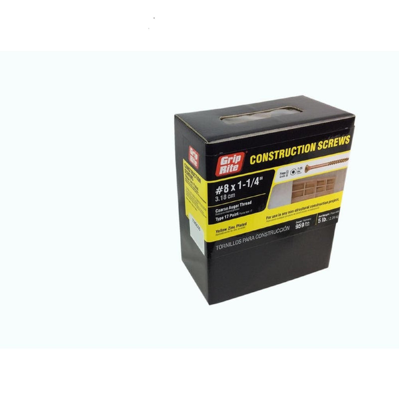 Grip-Rite No. 8 X 1-1/4 in. L Star Flat Head Coarse Construction Screws