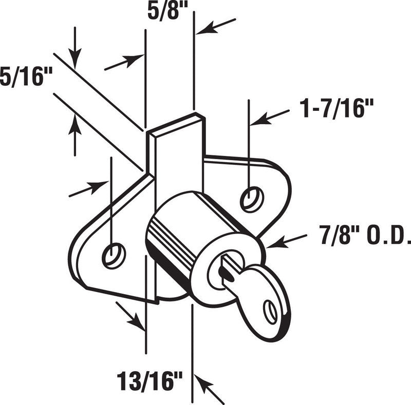 Prime-Line Bright Brass Gold Steel Cabinet/Drawer Lock