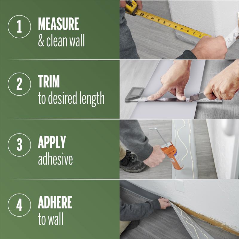 M-D Building Products 4 in. H X 0.08 in. W X 120 ft. L Dry Back Snow White Vinyl Wall Base