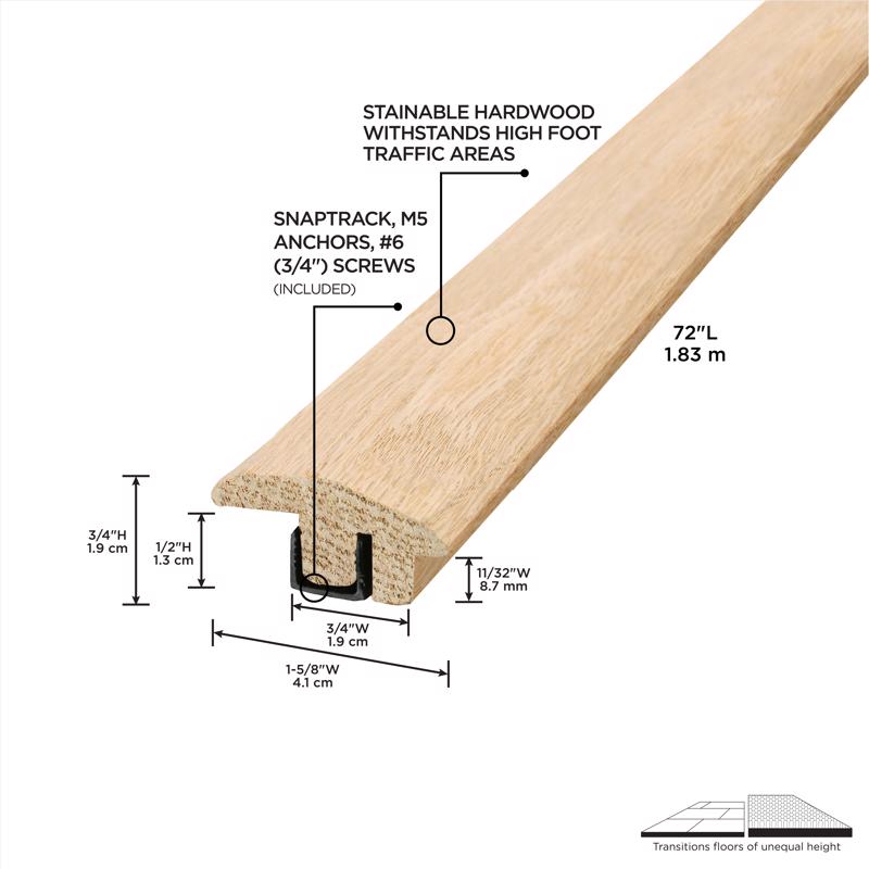 M-D Building Products 0.63 in. H X 1.63 in. W X 72 in. L Paintable Hardwood Floor Transition