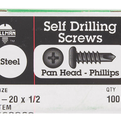 HILLMAN No. 6 Ga. X 1/2 in. L Phillips Pan Head Self-Drilling Screws 100 pk