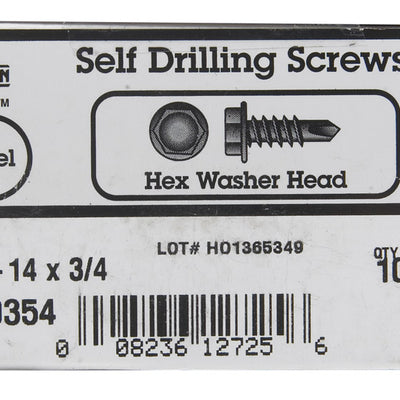 HILLMAN No. 12 Ga. X 3/4 in. L Hex Hex Washer Head Sheet Metal Screws 100 pk
