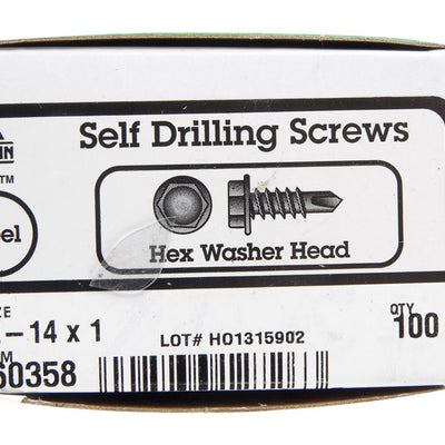 HILLMAN No. 12 Ga. X 1 in. L Hex Hex Washer Head Sheet Metal Screws 100 pk
