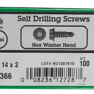 HILLMAN No. 12 Ga. X 2 in. L Hex Hex Washer Head Sheet Metal Screws 100 pk