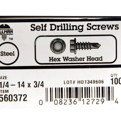HILLMAN 1/4 in. Ga. X 3/4 in. L Hex Hex Washer Head Sheet Metal Screws 100 pk