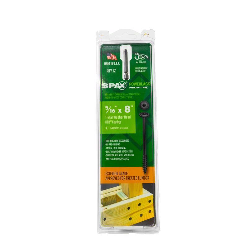 SPAX PowerLags 5/16 in. in. X 8 in. L T-40 Washer Head Serrated Structural Screws