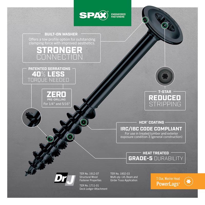 SPAX PowerLags 5/16 in. in. X 8 in. L T-40 Washer Head Serrated Structural Screws