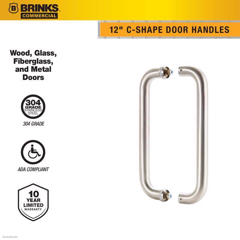 Brinks Commercial 12 in. L Satin Silver Stainless Steel Door Pull