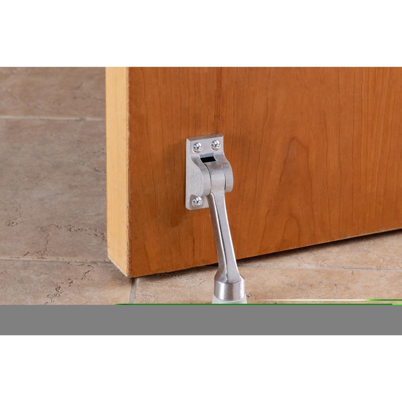 Brinks Brass Satin Chrome Kick-Down Door Holder Mounts to door 1 in.
