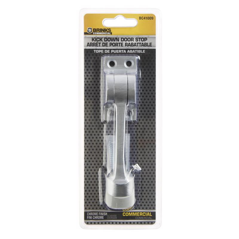 Brinks Brass Satin Chrome Kick-Down Door Holder Mounts to door 1 in.