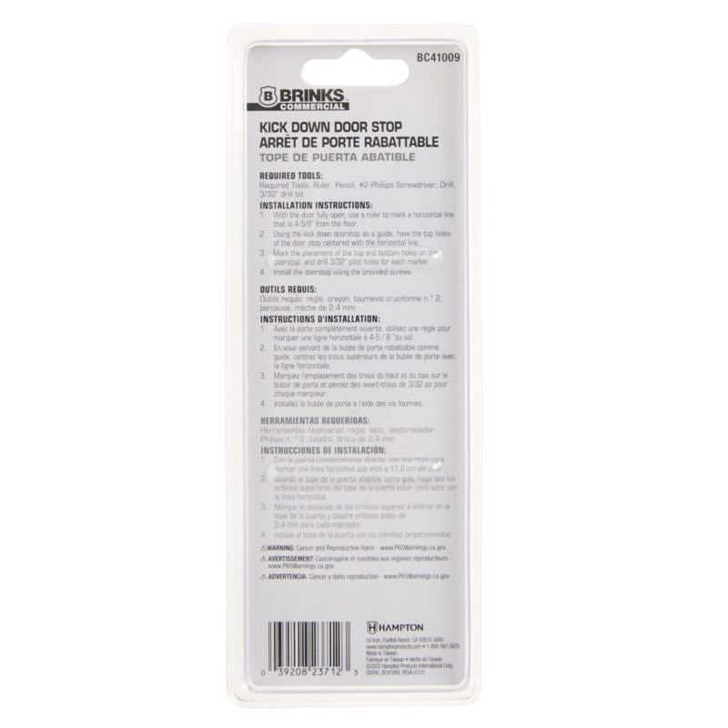 Brinks Brass Satin Chrome Kick-Down Door Holder Mounts to door 1 in.
