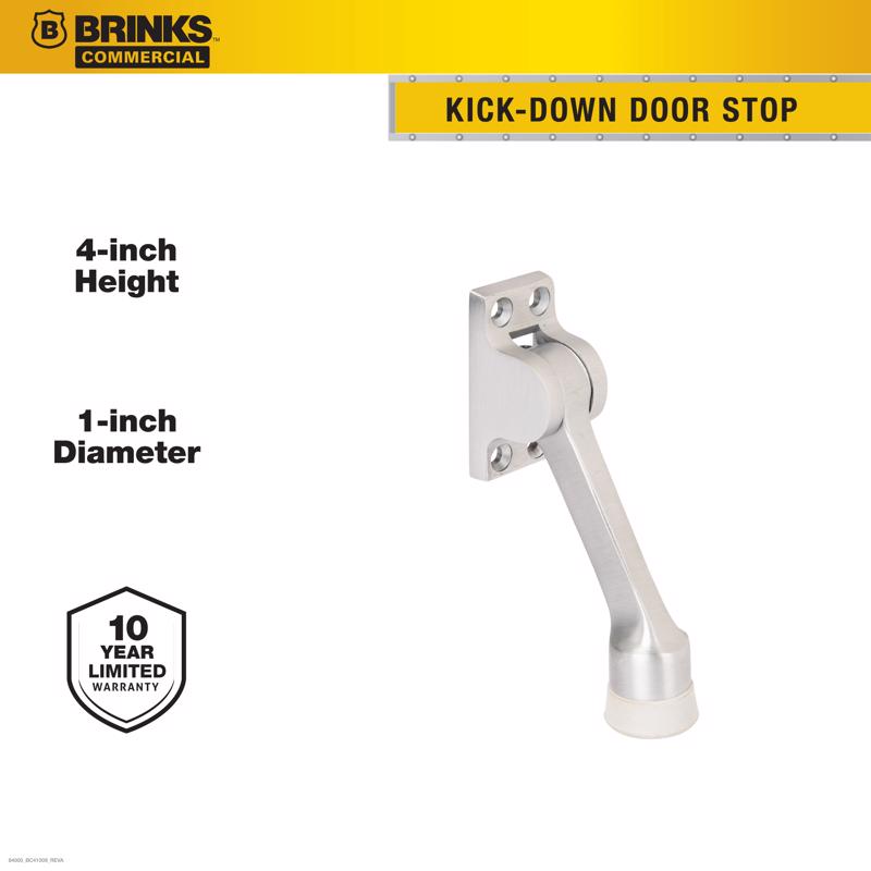 Brinks Brass Satin Chrome Kick-Down Door Holder Mounts to door 1 in.