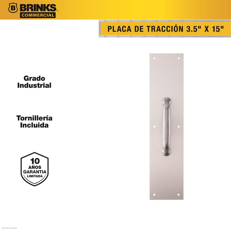 Brinks 15 in. L Satin Aluminum Pull Plate