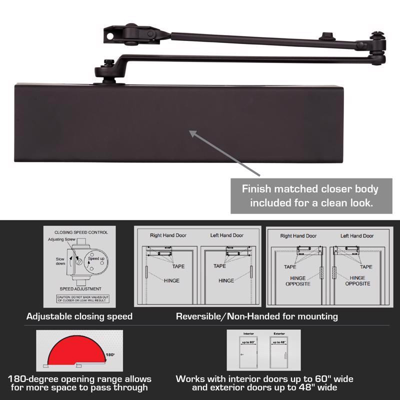 Brinks Commercial Oil Rubbed Bronze Steel Hydraulic Door Closer Grade 1