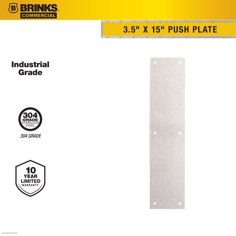 Brinks 15 in. L Stainless Steel Push Plate