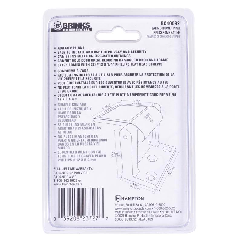 Brinks Zinc Satin Chrome Silver Door Stop Mounts to base trim 2.75 in.