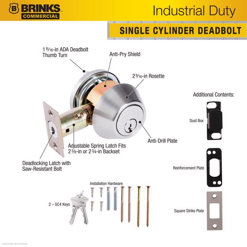Brinks Steel Single Cylinder Deadbolt