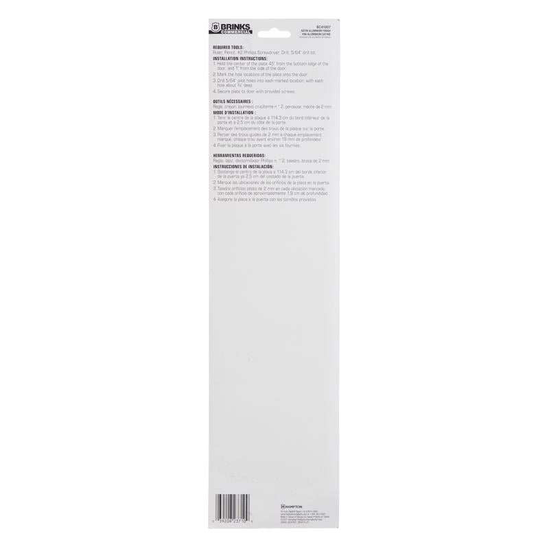 Brinks 15 in. L Satin Aluminum Push Plate