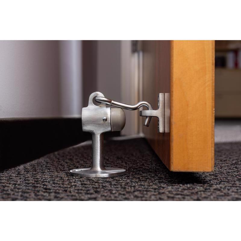 Brinks Brass Satin Chrome Silver Door Stop Mounts to floor 2-1/2 in.