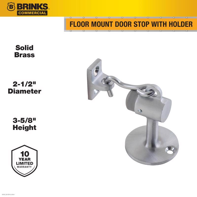 Brinks Brass Satin Chrome Silver Door Stop Mounts to floor 2-1/2 in.