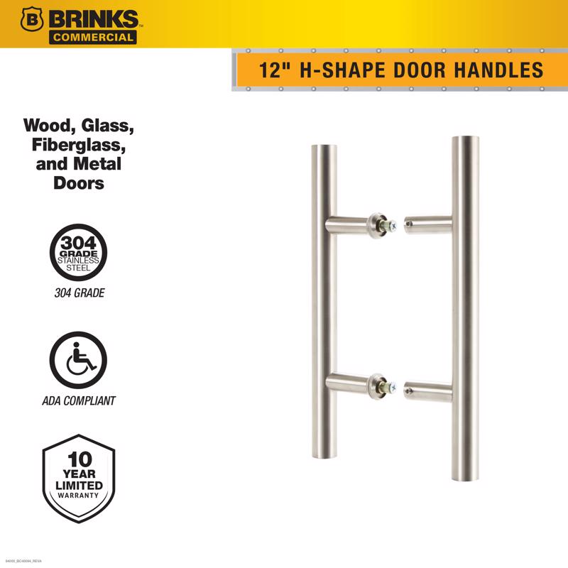 Brinks Commercial 12 in. L Satin Silver Stainless Steel Door Pull