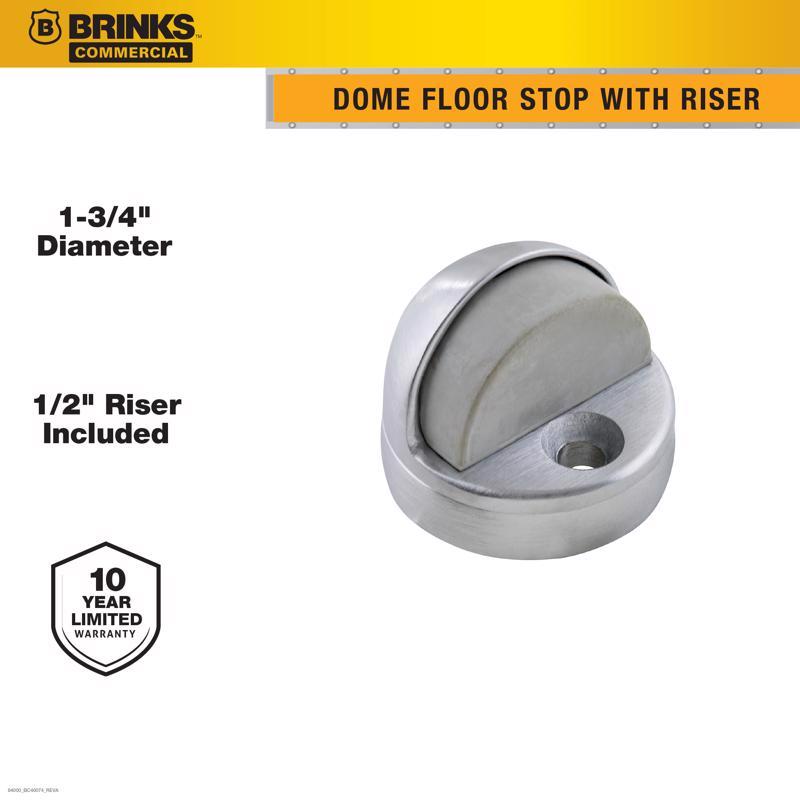 Brinks Brass Satin Chrome Door Stop Mounts to floor 1.75 in.