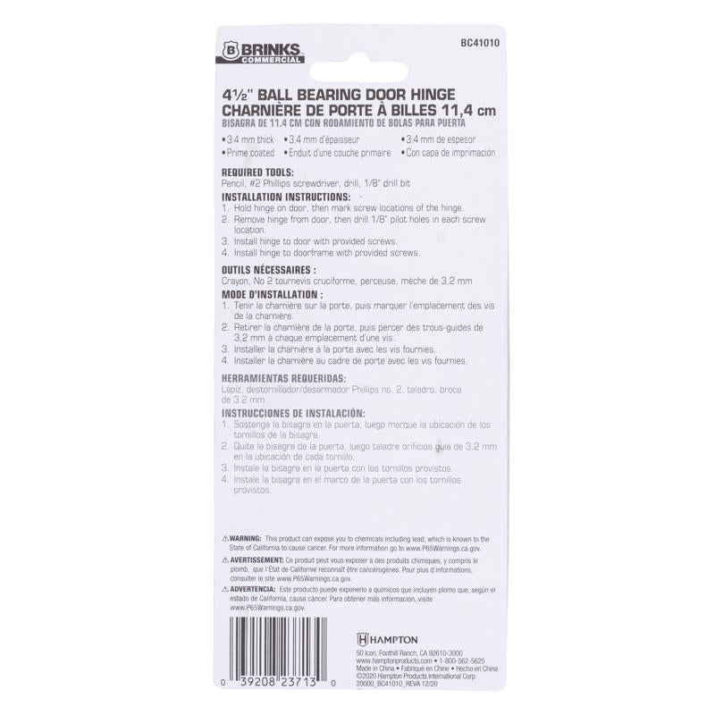 Brinks 4.5 in. L Prime Coat Door Hinge