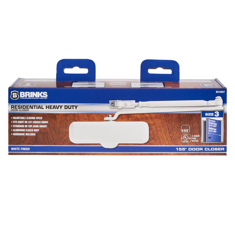 Brinks Residential White Steel Hydraulic Adjustable Door Closer