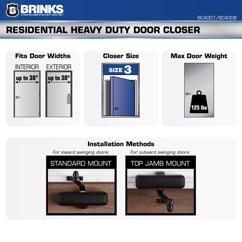 Brinks Residential White Steel Hydraulic Adjustable Door Closer