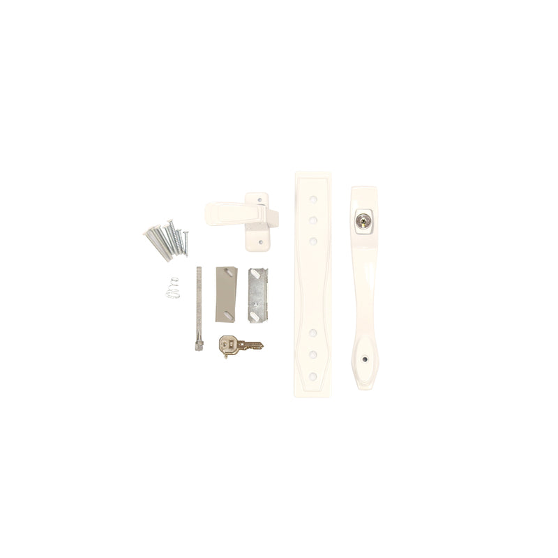 Larson Heavy Duty Zinc-Plated White Zinc Push Button Keyed Latch
