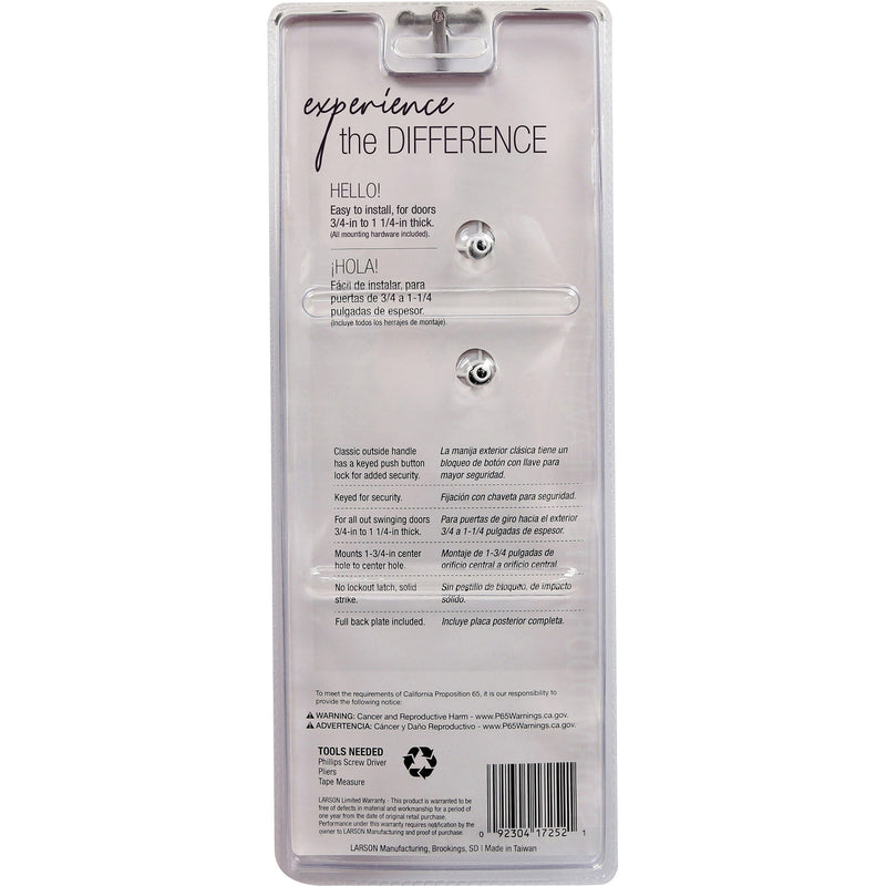 Larson Heavy Duty Zinc-Plated White Zinc Push Button Keyed Latch