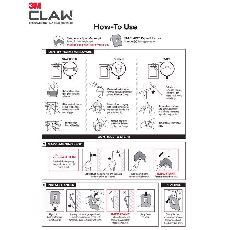 3M Claw Silver Drywall Picture Hanger 25 lb