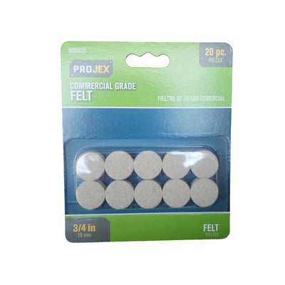 Projex Felt Self Adhesive Protective Pad Beige Round 3/4 in. W 20 pk