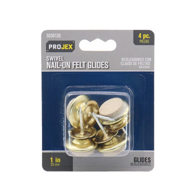 Projex White 1 in. Nail-On Felt Swivel Glide 4 pk