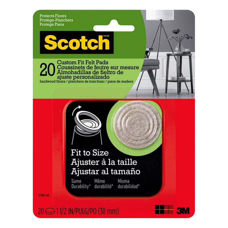 3M Scotch Felt Self Adhesive Protective Pad Beige Round 1.5 in. W
