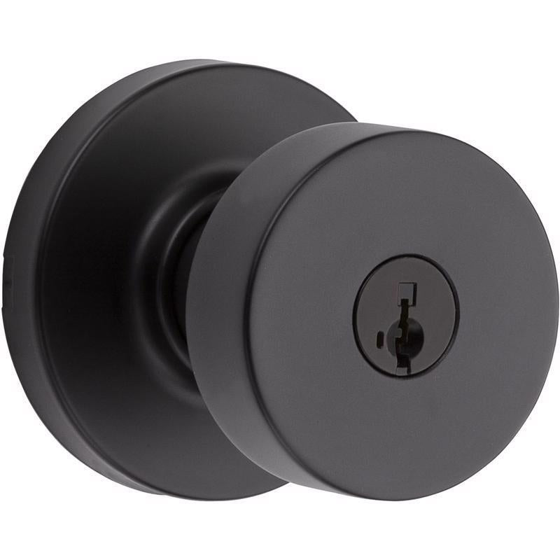 Kwikset Signature Series Pismo Matte Black Entry Door Knob KW1 2-1/4 in.