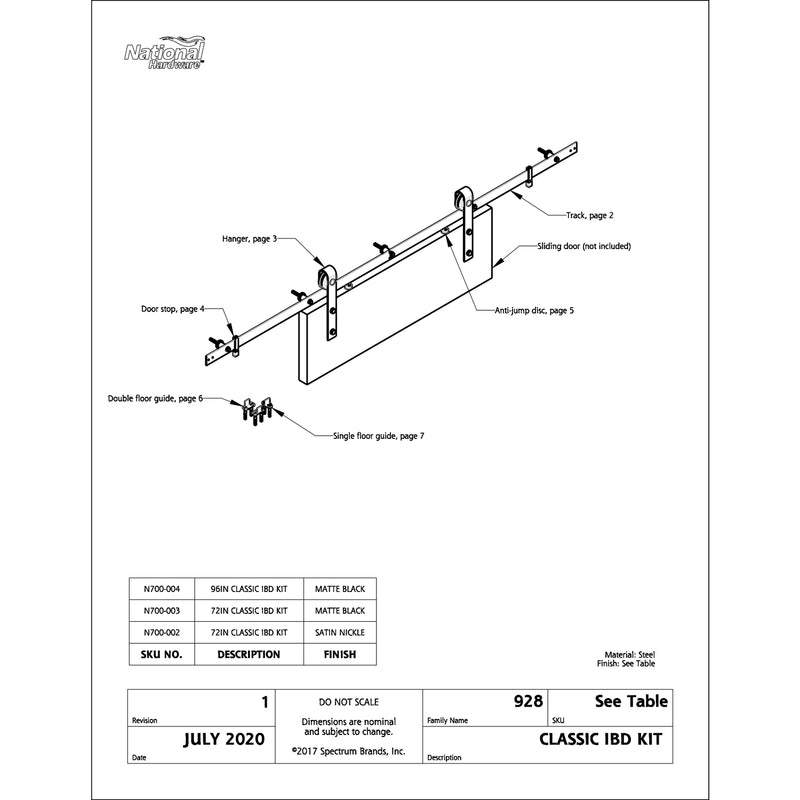 National Hardware Classic 72 in. L Matte Black Steel Barn Door Hanger Kit