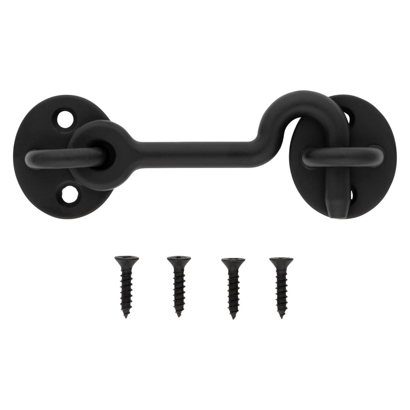 National Hardware 4 in. L Matte Black Steel Hook and Eye Closure
