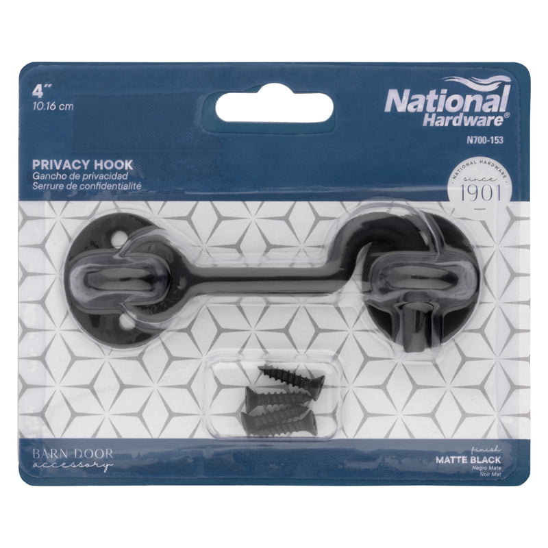 National Hardware 4 in. L Matte Black Steel Hook and Eye Closure