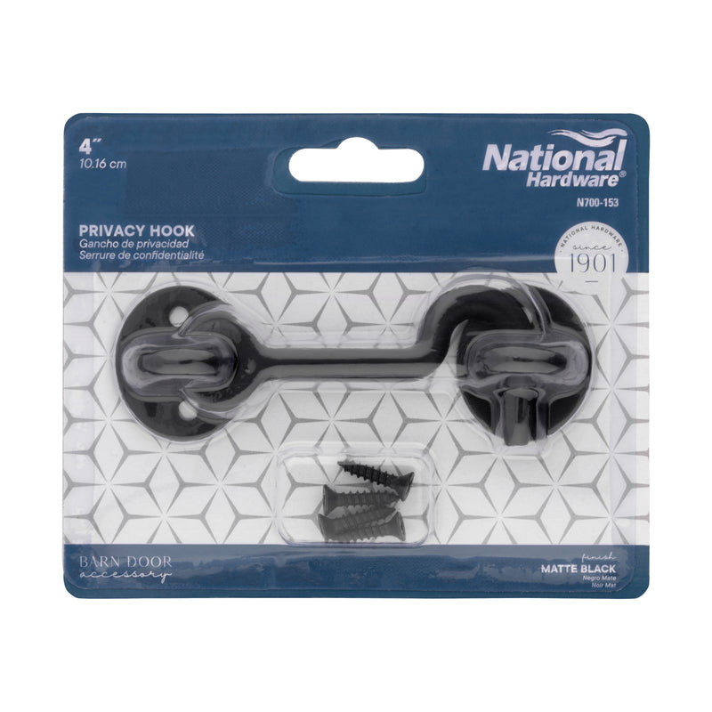 National Hardware 4 in. L Matte Black Steel Hook and Eye Closure