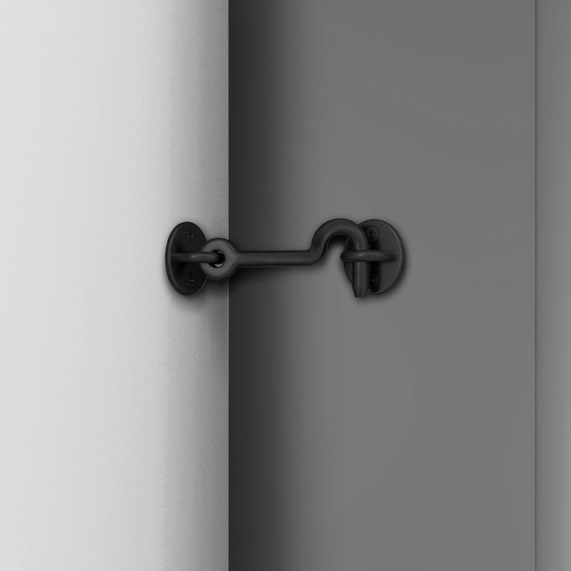 National Hardware 4 in. L Matte Black Steel Hook and Eye Closure