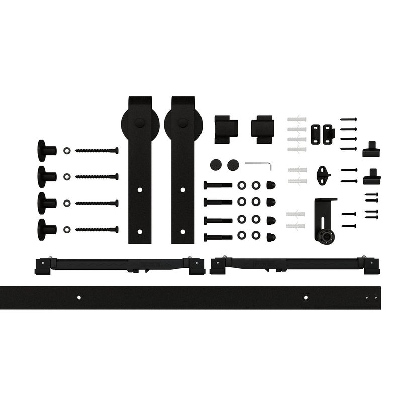 National Hardware Designer 72 in. L Matte Black Steel Barn Door Hanger Kit