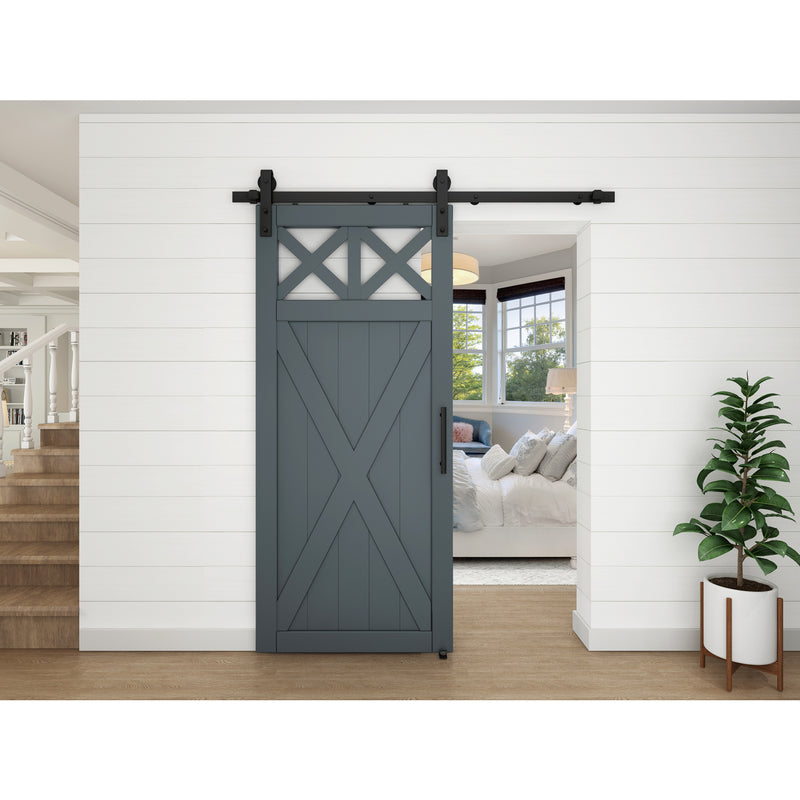 National Hardware Designer 72 in. L Matte Black Steel Barn Door Hanger Kit
