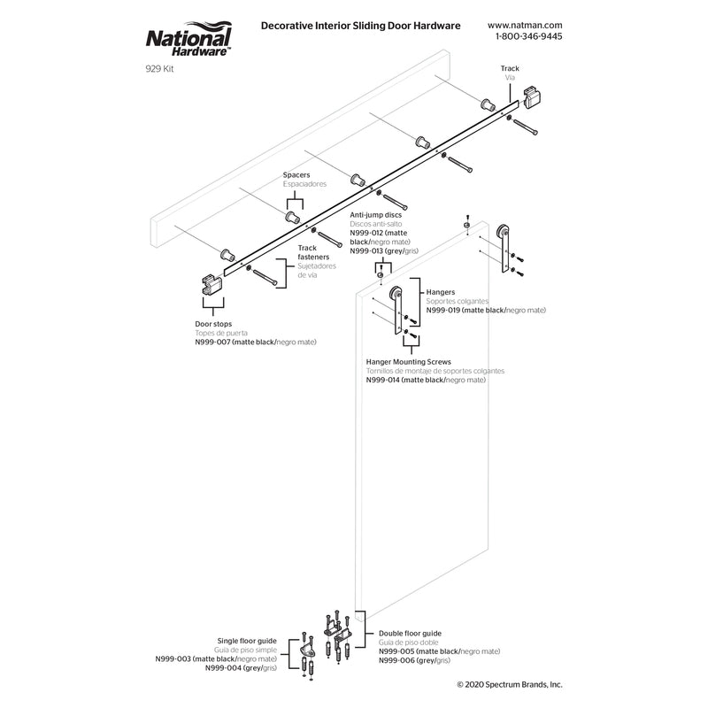 National Hardware Builder 72 in. L Matte Black Steel Barn Door Hanger Kit