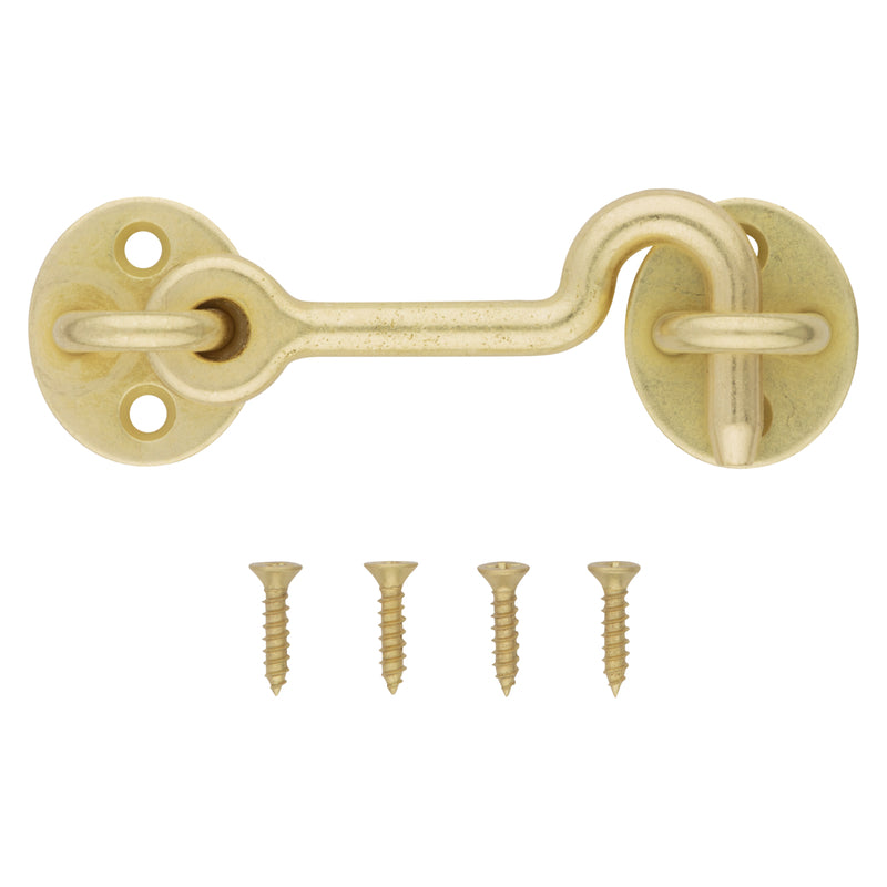 National Hardware 4 in. L Brushed Gold Steel Hook and Eye Closure