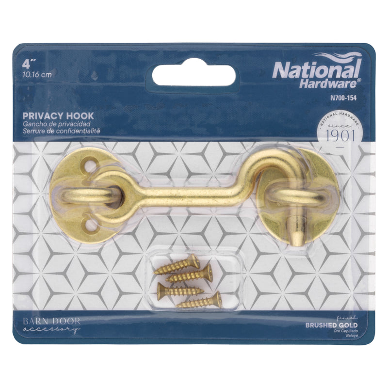 National Hardware 4 in. L Brushed Gold Steel Hook and Eye Closure